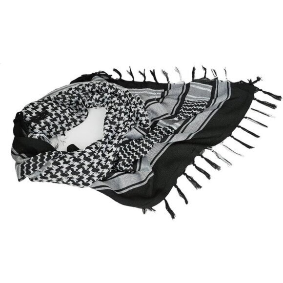 ⚡Men Black White 100% Cotton Military Shemagh Tactical Keffiyeh Scarf Wrap - Picture 2 of 7